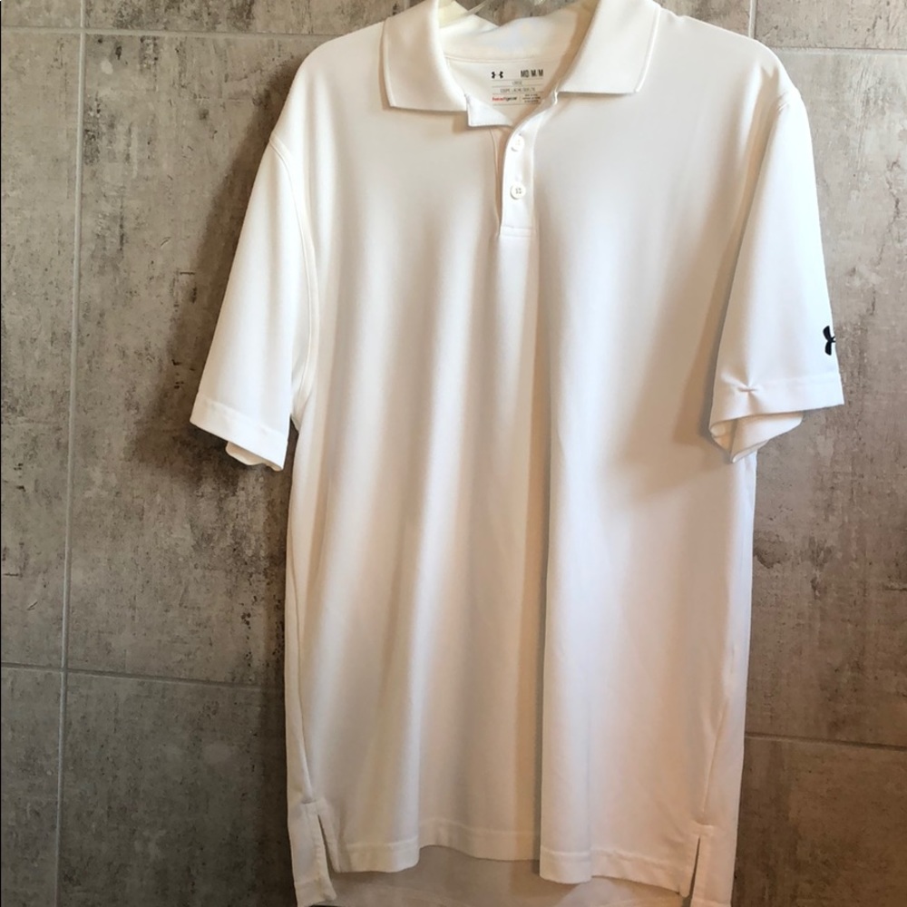 Men’s white Underarmor polo